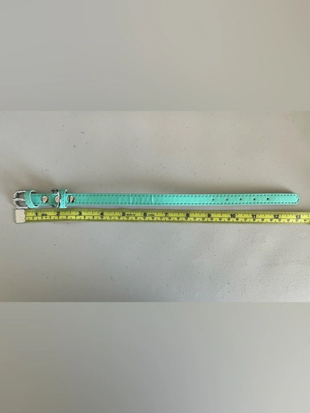 Turquoise Faux Leather Dog Collar -Tiffany blue-inspired shade